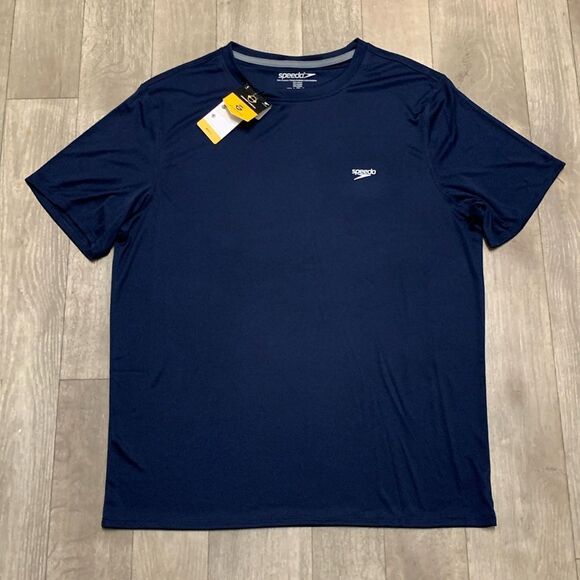 Mens NWT Speedo‎ Active Performance Sun Protection Stretch Crewneck T-Shirt - Picture 1 of 6